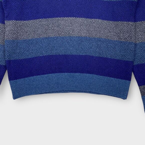 $59 Gap Sweater Mens Extra Large Lambs Wool Blue Striped Blend Herringbone - Picture 5 of 11